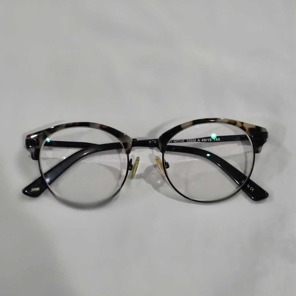 MO Move 395M Eyeglasses Unisex 49/19/140 Black Tortoiseshell Good Browline Round